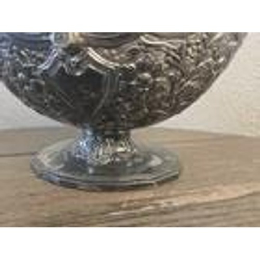 Vintage Silver Plated Oval Basket With Handle Floral Design Regal Victorian 6.5" - Picture 8 of 16